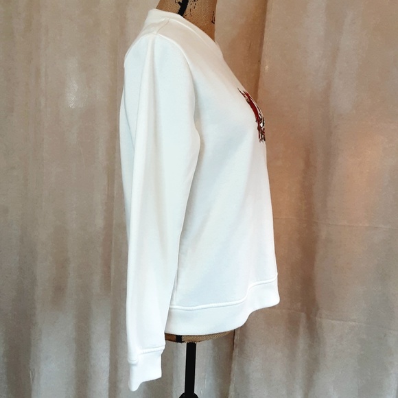 Ivory Sweatshirt with Red Velvet Cardinal beautiful embellishment Sz S - Picture 4 of 10